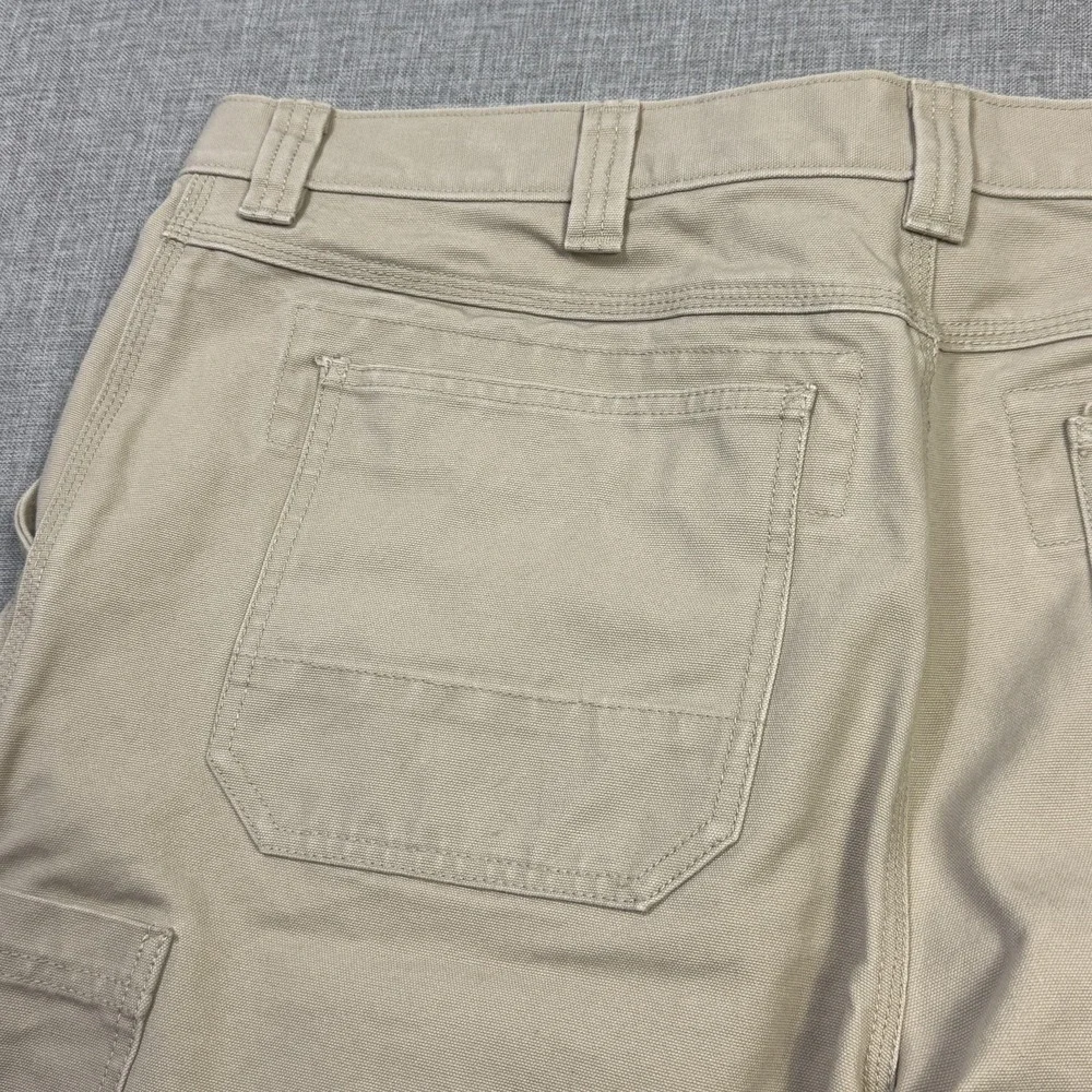 L.L. Bean Katahdin Iron Works Canvas Shorts Mens 42 Beige Cotton Relaxed Fit